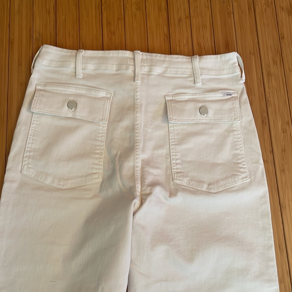 Mother Patch Pocket Private Ankle Fray Jeans In Cream Puffs - Picture 12 of 15